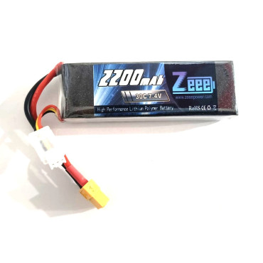 BATERIA DE LIPO 2S 7.4V 2200MAH 30C COM PLUG XT60 ZEEE POWER 2200M-30C-2S-XT60